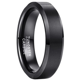 NUNCAD Tungsten Ring 4 mm / 6 mm / 8 mm Brushed Silver / Black / Gold-Plated Sizes M to Z Available, Tungsten