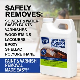 Motsenbocker's Lift Off 41132 32-Ounce Paint and Varnish Remover for Wood Stain, Solvent Paint, Lacquers, Polyurethane Works on Cabinetry, Furniture, Wood and More Water-Based, Pack of 1