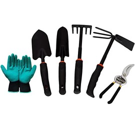 REQO Gardening Tools,6 Piece Stainless Steel Garden Tool Set,Heavy Duty Garden Tools,Gardening Hand Tools With Non-Slip Rubber Grip,Ideal Garden Tool Kit Gifts For Women And Men