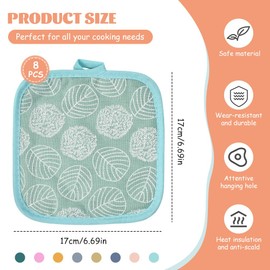 UHETLET Isolierte Topfuntersetzer 8er Set Topflappen Baumwolle Waschbar pot holder for the Kitchen 17 x17cm Topflappen Handschuh Hitzebeständig oven mitts Topfhandschuhe Schutzlappen zum Kochen Backen