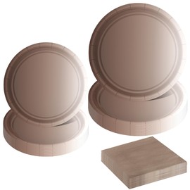 75pcs Brown Party Supplies Set Gradient Brown Disposable Plates Include 7 Inch and 9 Inch Paper Plates 2 Ply Napkins for Wedding, Birthday Party, Picnic, Barbecue (Serves 25)