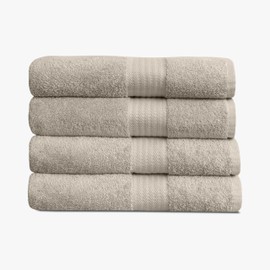 1888 Mills 4 Pack Premium Bath Towel Set, True Classics Premium Cotton Blend, Super Soft and Highly Absorbent Bath Towels for Bathroom, Hotels, Spa and Gym, Taupe