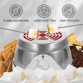 Smores Maker Tabletop Indoor Kit Smores Kit Indoor Smore Maker Tabletop Smores Maker Flameless Electric S'mores Maker Marshmallow Roaster, Movie Night Supplies Housewarming Christmas Gifts 120V 345W