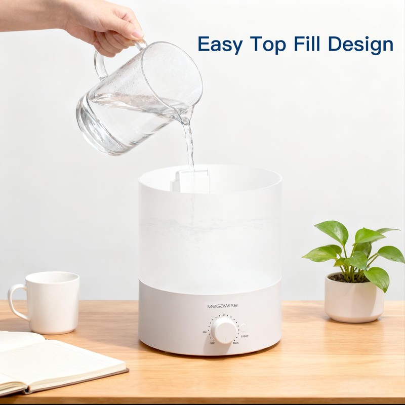 MEGAWISE 1.5L Cool Mist Humidifier for Bedroom, Home, Office, and