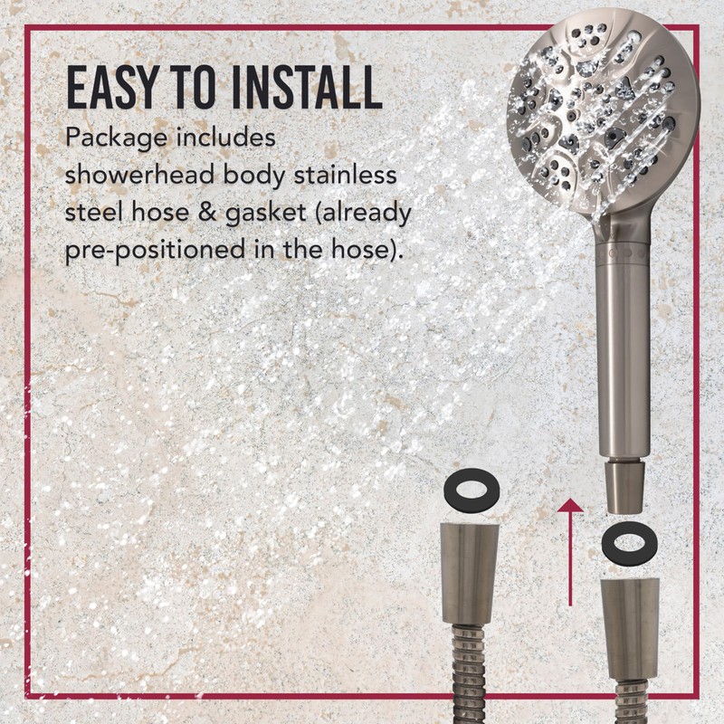 Westbrass HSF6701-07 5" Round Thin 6-Function Filtered Adjustable Spray Hand