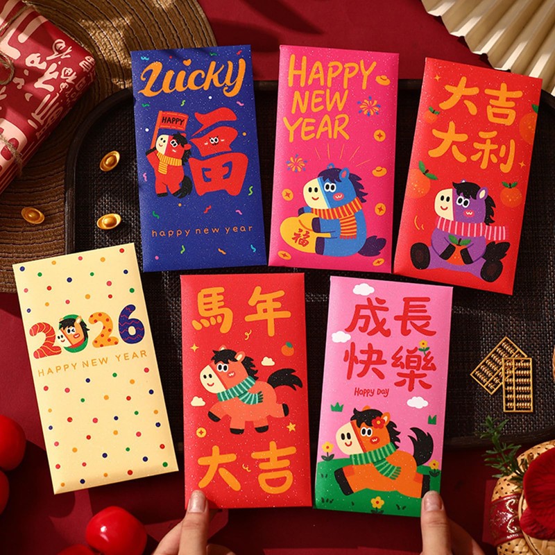 Red Envelopes Chinese New Year, 6 Patterns 36 Pcs Lunar