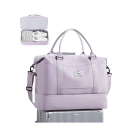 Spirit Airlines Personal Item Bag 18x14x8 Foldie Travel Duffel Bag Expandable Gym Sport Tote Foldable Waterproof Weekender Carry On Overnight Luggage Weekend Bags Airplanes Women Eessentials,Purple