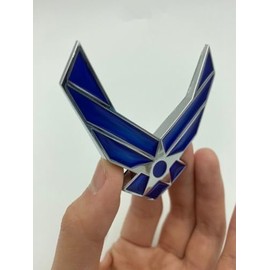 1Pc US Air Force USAF Premium Car Emblem3D Metal Badge Body Side Rear Trunk Sticker Decal (Silver Blue)