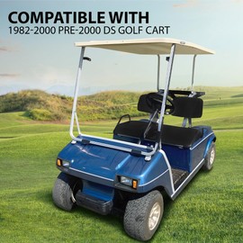 G-PLUS 3PCS Front Seat Covers, Compatible with Club Car DS 1982 1983 1984 1985 1986 1987 1988 1989 1990 1991-2000 Golf Carts Leather (Black)