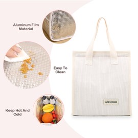 GODWOODS Lunch Bag for Women Men Cute Corduroy Lunch Tote Bags Reusable Insulated Lunch Box Large Capacity Cool Bag for Work Picnic or Travel