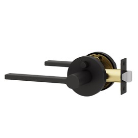 Okun Muse 1 Pack Privacy Door Handle for Bathroom and Bedroom with Push Button Interior Reversible in Matte Black