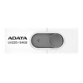 ADATA 64 GB Memoria Flash USB 2.0 Deslizable Color Blanco con Gris (Modelo UV220)