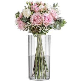Florero de acrílico cilíndrico, jarrón transparente de 7.8 pulgadas de alto para centros de mesa, decoración de boda, decoración del hogar, plástico no rompible, 3.94 x 7.86 pulgadas de alto, redondo