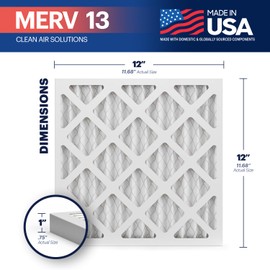 BNX TruFilter 16x16x1 Air Filter MERV 13 (6-Pack) - MADE IN USA - Electrostatic Pleated Air Conditioner HVAC AC Furnace Filters for Allergies, Pollen, Mold, Bacteria, Smoke, Allergen, MPR 1900 FPR 10