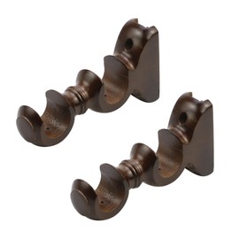 T Tulead Double Curtain Rod Brackets Wood Curtain Rod Holders Brown Wall Mounted Curtain Rod Brackets 29mm Rrapery Rod Brackets Holders Pack of 2 with Screws