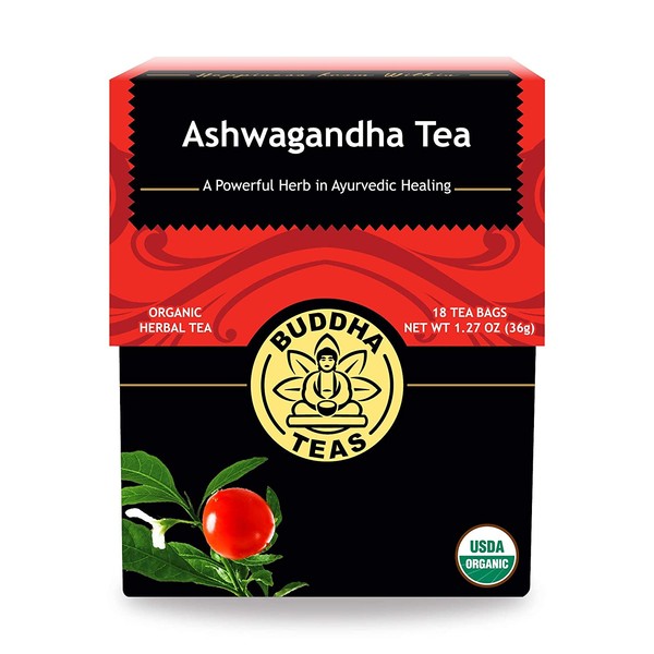 Organic Ashwagandha Root Tea - Kosher, Caffeine-Free, GMO-Free - 18 Bleach-Free Tea Bags