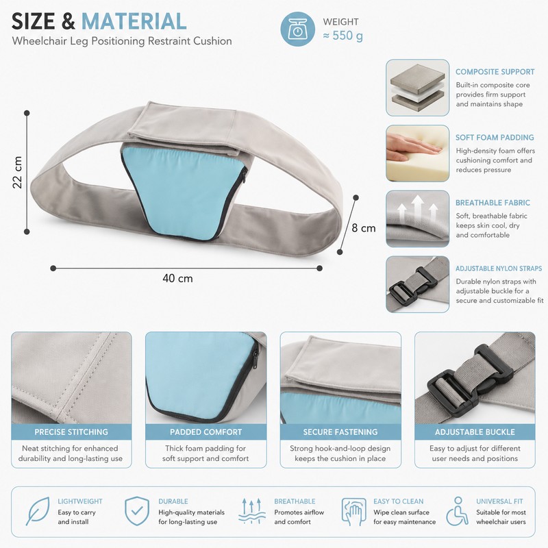 Adjustable Wheelchair Positioning Cushion for Seated Support – Padded Leg