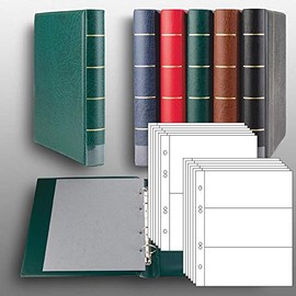 Prophila Collection Luxury Banknote Ring Binder (Green) with 20 Sleeves for 50 Banknotes