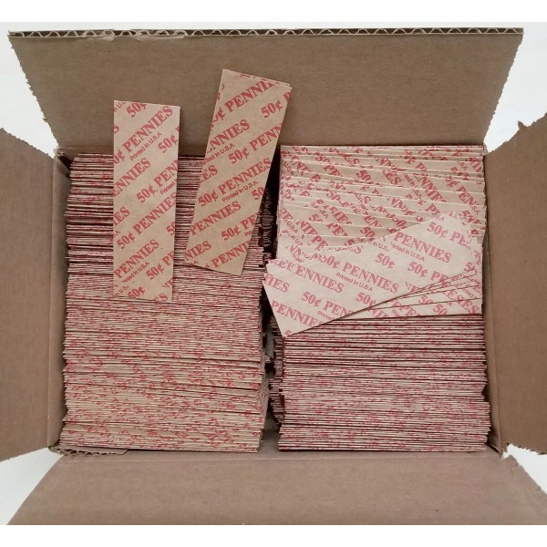 N.F. String 1000 Coin Wrappers FLAT Tubular Paper Rolls for