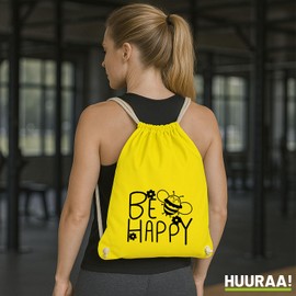 Huuraa Gym Bag Be Happy Bee Gift 12 Litres Cotton Be Happy Gift Idea, yellow, Unit size