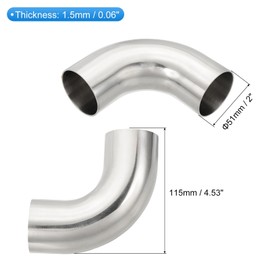 PATIKIL 90 Degree Mandrel Bend Elbow, 2 Inch OD Steel Exhaust Elbow Piping Connector 316 Stainless 115mm for Exhaust Pipe Stair Handrail HVAC