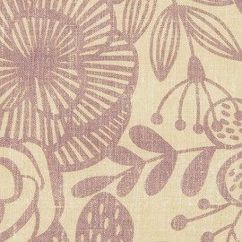 Kt KILOtela - Printed Canvas Fabric Decoration Tapestry Cushion Curtains Duvets Bags Tablecloths 100cm Length x 280cm Width Leaves Purple Beige - 1 Meter