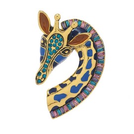 Colored Enamel Giraffe Animal Brooch Pin for Women Men Gold Plated Fashion Rhinestone Dress Hat Costume Accessories Creative Birthday Holiday Decor Jewelry for Pet Lover (Blue)