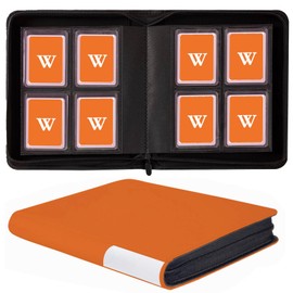128Pockets Toploader Binder Holds Top Loaders, 4-Pocket Top Loaders Binder Album, Toploader Card Binder for 3" x 4" Rigid Card Holders, Ringless Toploader Storage Folder (Orange)