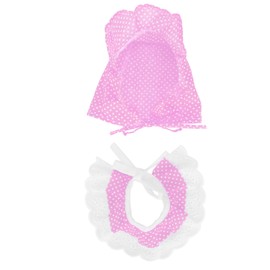 Pet Adorable Lace Bib Scarf Breathable Dot Hat Little Pig Pet Decoration AccessoriesPink Dot S