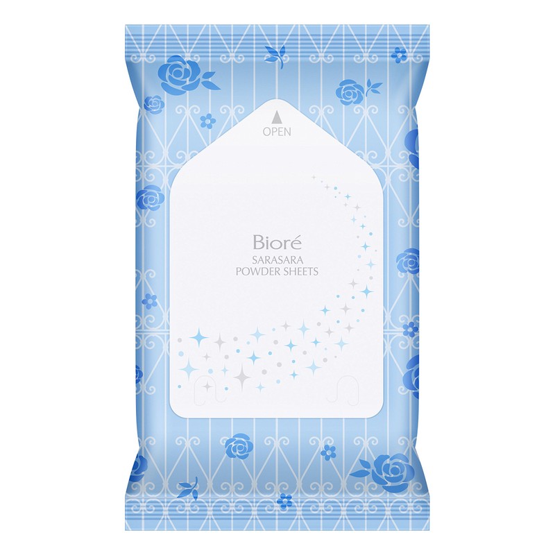 Biore Smooth Powder Sheets, Aqua Oasis Rose Scent, Portable, 10