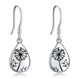AXELUNA Dandelion Drop Earrings Sterling Silver Earrings Jewellery for Women Lovers Gifts, Sterling Silver