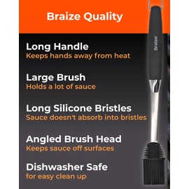 Grill Basting Mop – Silicone BBQ Basting Brush for Cooking, Oil & Sauce Brush for Grilling, Heat-Resistant Baster Brush, Dishwasher Safe Grill Mop for BBQ, Smoking, Roasting