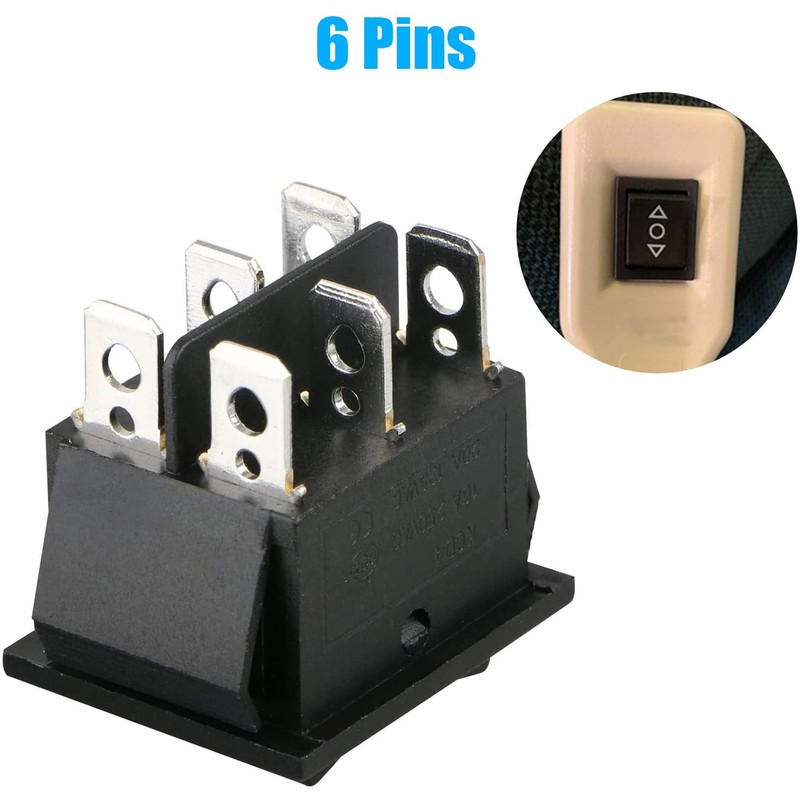 EEEkit Momentary Rocker Switch, DC12V 20A 6Pin DPDT (ON)/Off/(ON) Reverse