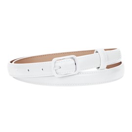 JASGOOD Skinny Belt for Women Jeans Thin Leather Waist Belts With Black Metal Prong Buckle