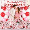 208Pcs Xynic She's Ready to Pop Baby Shower Decorations Tableware