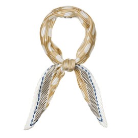 sourcing map 50s Pleated Neck Scarf for Women Rhombus Handkerchief Polka Dots Bandana Hair Wraps Headbands Apricot 102x45cm/40x18 inches(LxW)