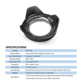 Underwater Wide-Angle Conversion Lens X0.6 for DIVEVOLK Housing and Action Camera