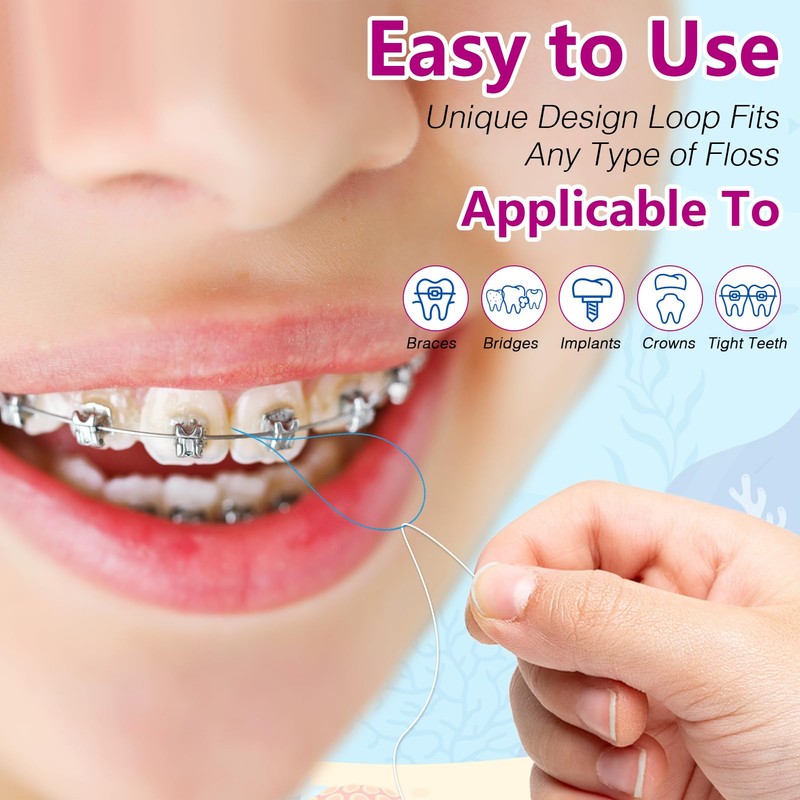 Preteen Kids Floss Threaders, Deep Clean Orthodontic Threader Floss for