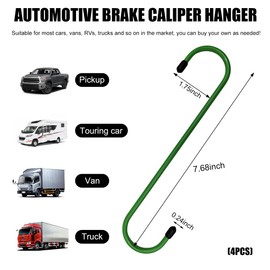 Yourkar 4 PCS Car Brake Caliper Hangers, S Shape Auto Brake Caliper Hook with Rubber Tipped, Brake Caliper Tool for Work on Brake Pads, Axle, Braking, Universal Car Accessories (Green)