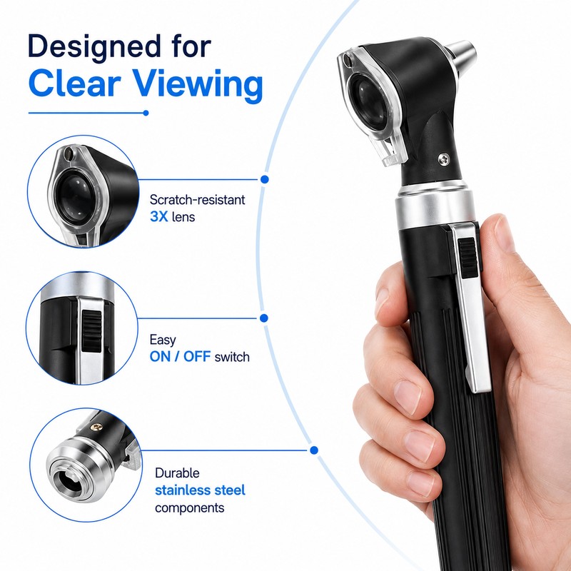 Ear Inspection Otoscope with LED Light – 3X Magnification Pocket