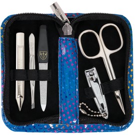 3 Swords Germany - brand quality 5 piece manicure pedicure grooming kit set for professional finger & toe nail care scissors clipper fashion leather case in gift box, Made by 3 Swords (6745)