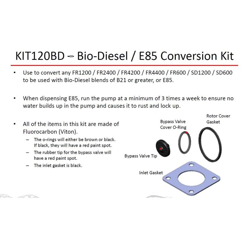 Fill-Rite KIT120BD Conversion Kit to Bio-Diesel/E85 Pump for FR600, FR1200,