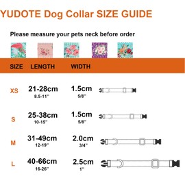 YUDOTE Adjustable Mint Green Nylon Dog Collar Small with Flower Patterned Band for Energetic Neck Size 25-38 cm
