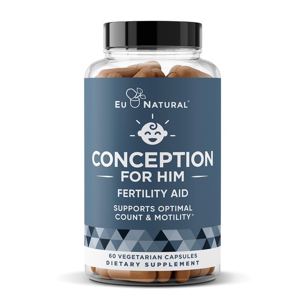 Conception For Him – Fertility Supplements for Men, Male Fertility Booster & Prenatal – Optimal Sperm Count, Motility Strength – Ashwagandha, Folate Folic Acid,Magnesium & Zinc – 60 Veg Soft Capsules