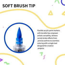 POMAC 36 Colors Acrylic Paint Markers, Water-Based Acrylic Pens Brush Tip, Art Drawing Liquid Paint Pens for Fabric, Canvas, Rock, Glass, Wood, Paper, DIY Crafts and Art Supplies