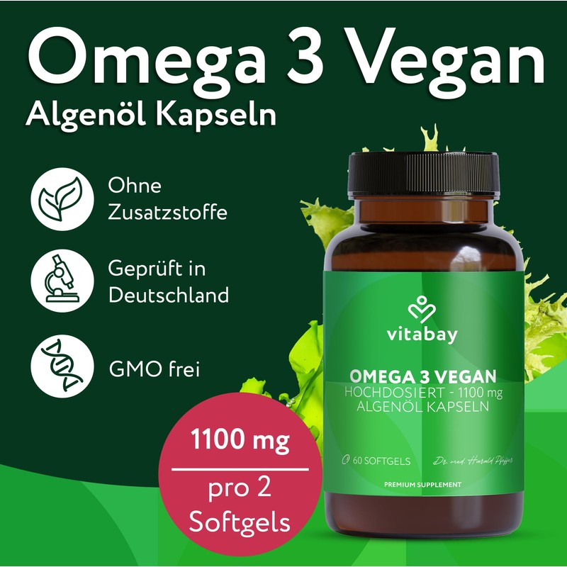 Vitabay Omega 3 Vegan 180 Capsules with 1100 mg Pure