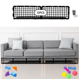 BeeStorix 12Pcs Under Couch Blockers for Pets, Adjustable Plastic Under Bed Blockers, Furniture Barriers for Toys Dogs Cats (Black)