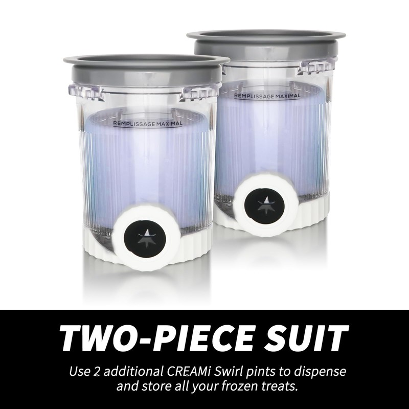 Replacement Container Set (2 Pieces) Including Lid for Ninja Creami