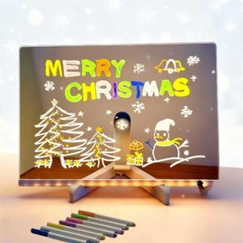 LED Message Board 7 Colors Pen,Acrylic Erase Board with Light,Glowing Acrylic LED Note Boards,Light up Dry Erase Boards with Adjustable Stand,Colorful Led M/essage B/oard,Rewritable M/essage B/oard