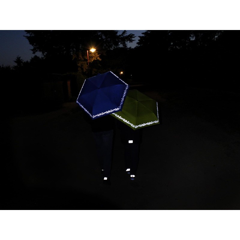 Knirps children's compact umbrella with reflective trim., lime